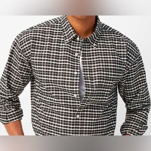 Frank & Oak cotton checkered long sleeve black white collared button down XS